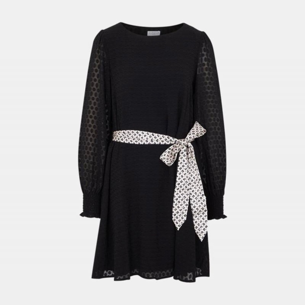 NWT Claudie Pierlot Raphael Dress in Black Size 10 Long Puff Sleeve Mini NO BELT